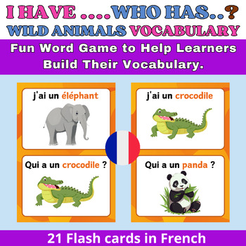 Preview of I have, who has ? Wild Animals Flashcards Game Vocabulary in French