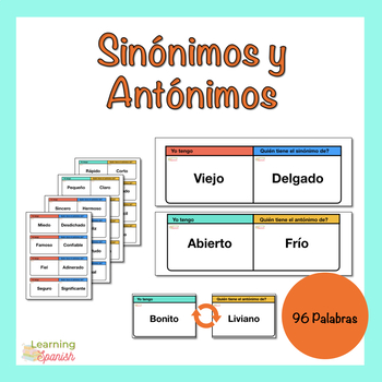 Preview of I have who has game | Sinónimos y Antónimos | Synonyms  & Antonyms in Spanish