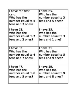 Preview of I have, who has place value game a