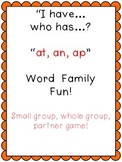 I have, who has short a, at, ap, an word family game