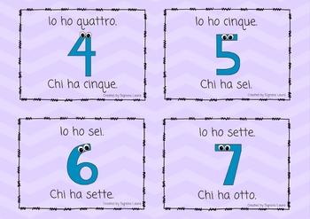 Italian Numbers 1-100 - Io ho Chi hai - I have who has - language