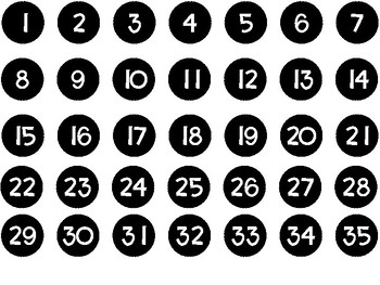 i inch black circles with numbers 1 35 by the rod squad tpt