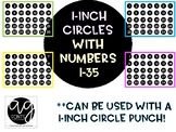 I-inch Black Circles with Numbers 1-35