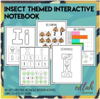 Preview of I is for Insects Themed Interactive Notebook - Preschool - Distance Learning
