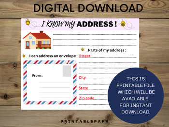 Preview of I know my address - back to school- All About me printable- homeschooling