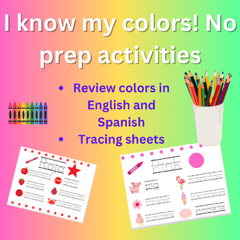 Preview of I know my colors! Practice tracing colors in Spanish and English *No Prep*