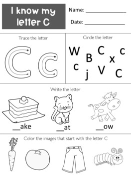 I know my letters A to Z printable alphabet worksheets No Prep Kindergarten