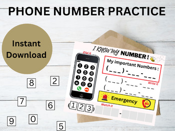 Preview of Phone Number Activity - back to school- All About me printable- homeschooling