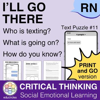 Preview of I'll go there! NO PREP Critical Thinking Text Puzzle 11 | Digital Literacy | SEL