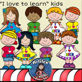 "I love to learn" kids clip art -Color and B&W.