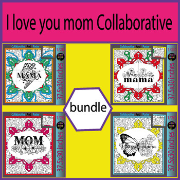 Preview of Happy Mother's Day collaborative coloring posters | Mother's Day ( Mom) Activity