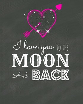 Preview of I love you to the moon and back Valentine's Day Card