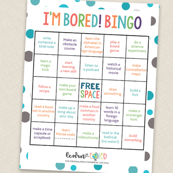 I'm Bored Bingo- Educational Things to Do When Bored - Teach Beside Me