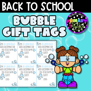 Preview of Bubbles Gift Tag | Back to School | Student Gifts | Low Cost | Personalizable