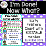 I'm Done! Now What? - Early Finishers Chart with EDITABLE 