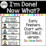 I'm Done! Now What? - Early Finishers Chart with EDITABLE 