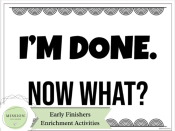 Preview of I'm Done, Now What? - Early Finishers Enrichment Activities (EDITABLE) 