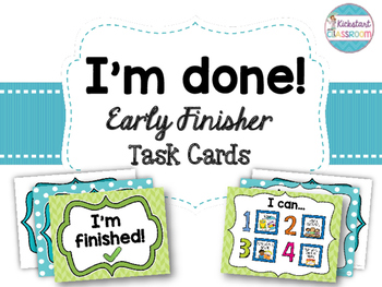 Preview of I'm done! Early Finisher Task Cards for Classroom Management