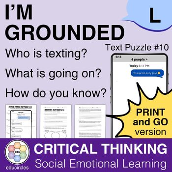 Preview of I'm Grounded - NO PREP Critical Thinking Text Puzzle 10 | Digital Literacy | SEL
