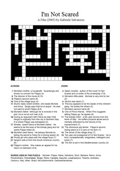 I m Not Scared (Film 2003) Review Crossword Puzzle by M Walsh TPT