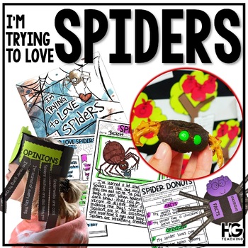 Preview of I'm Trying to Love Spiders October Reading activities | Halloween Book Companion