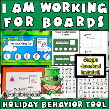 Preview of I Am Working For Boards Activities St Patrick's Day Printable Behavior Tool