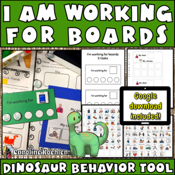 Preview of I Am Working For Boards Dinosaur Behavior Chart Token Boards Autism Management 