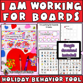 Preview of I Am Working For Boards VALENTINES DAY Behavior Token Reward Boards Autism