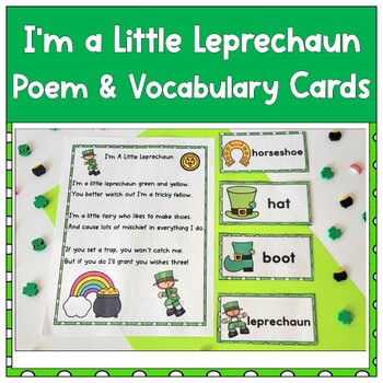 Preview of I'm a Little Leprechaun Poem & Vocab cards for PreK & Kindergarten