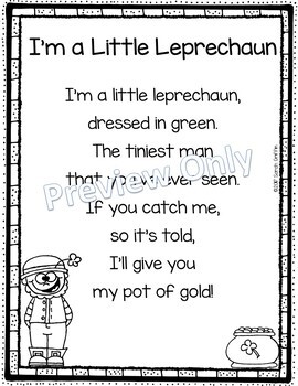 I'm a Little Leprechaun - Poem for Kids ~ St. Patricks Day | TpT