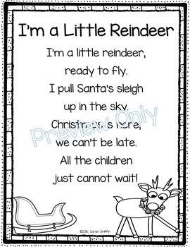 Preview of I'm a Little Reindeer - Christmas Poem for Kids