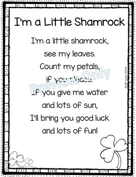 Preview of I'm a Little Shamrock - Poem for Kids ~ St. Patrick's Day