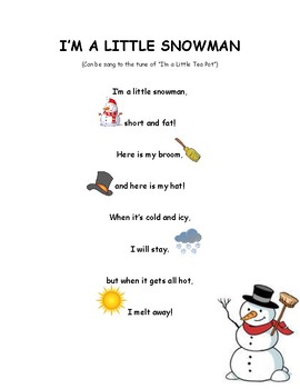 I'm a Little Snowman Poem/Reading Passage by DollarsforKindergarten