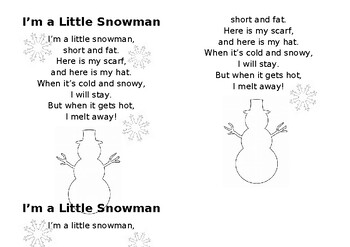 Preview of I'm a Little Snowman Poem (editable)