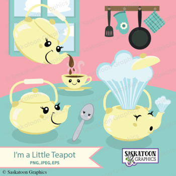 Preview of I'm a Little Tea Pot Clipart - Story Book Nursery Rhymes by Saskatoon Graphics
