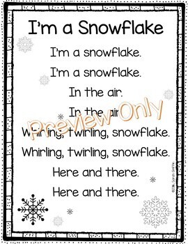 Preview of I'm a Snowflake - Winter Poem for Kids