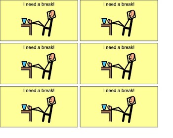Preview of I need a break/ Break Card ABA PEC PCS Visual Aid Boardmaker