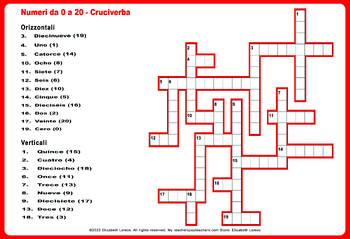 Preview of I numeri in italiano - Cruciverba & soluzioni (bilingue italiano & spagnolo)FREE