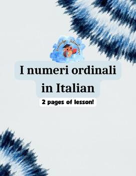 Preview of I numeri ordinali in Italian