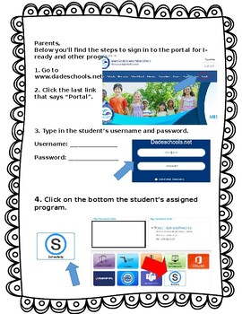 Preview of I-ready Login Instructions For Parents (Letter Home) Spanish/English
