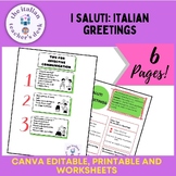 I saluti: italian greetings. Printable worksheets canva ed
