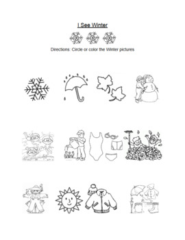 I see Winter - Identify and Color Winter Pictures by Teach by Play