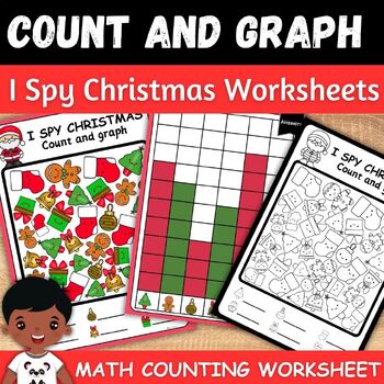 Preview of I spy Christmas count and graph math Game for kindergarten No PREP Activity