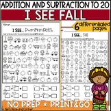 I spy Fall Addition and Subtraction within 20 1st Grade Wo
