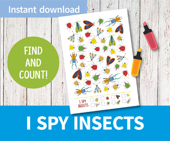 Preview of I spy INSECTS printable game