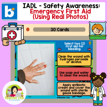 Preview of IADL Safety Awareness Emergency First Aid Using Real Photos BOOM™ Cards
