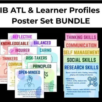Preview of IB Approaches to Learning (ATL) and Learner Profile Colorful Posters Bundle