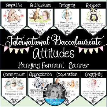 Preview of IB Attitudes/Character Traits Banner Set with Watercolor Animals