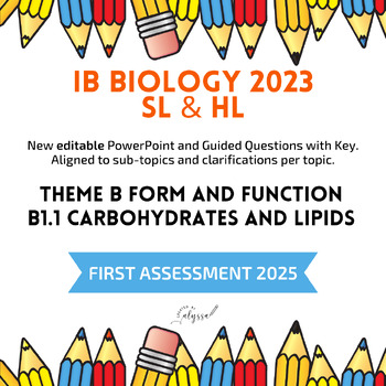 Preview of IB Biology 2023 New Syllabus B1.1 Carbohydrates and Lipids PPT/Guided Questions