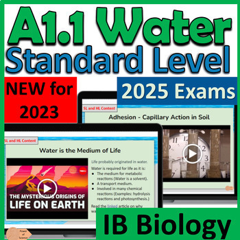 Preview of IB Biology A1.1 Water New Course 2023 1st Exams 2025 IBDP Standard Level Lessons